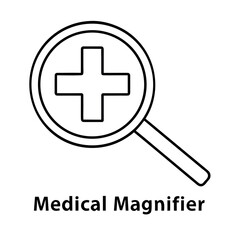 Fototapeta premium Medical Cross Magnified Magnifying Glass Over a Health Symbol Design