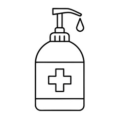 Medical sanitizer bottle icon with pump top for hygiene products
