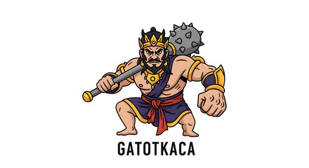 Gatotkaca Indonesian Mythology Warrior Cartoon Illustration