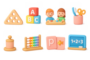 Cute educational toys for kids: playful and colorful 3d learning objects