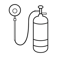 Slim oxygen tank with mask and tube vector design illustration