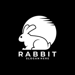 Rabbit Moon logo design vector template. Rabbit and Moon logo design