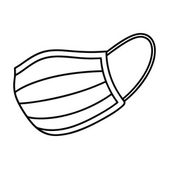 Flat surgical mask vector illustration with soft ear loops design