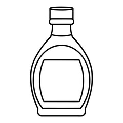 Rounded Syrup Bottle with Cap and Label Vector Illustration