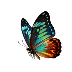 Detailed butterfly showcases vibrant wings against a stark transparent background