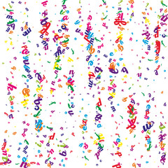 Falling letters of English language. Colorful