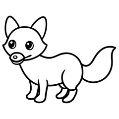 Fototapeta premium Baby fox with pacifier looking adorable and calm Line Art Vector illustration