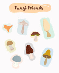 Hand Drawn Mushroom Set – Forest Fungi Clipart Collection