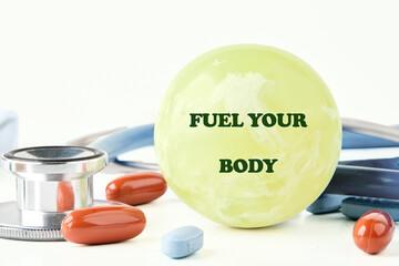 THE CONCEPTUAL PHRASE FEEL YOUR BODY. Diet, Sport, Fitness, Mindfulness, Healthy lifestyle concept