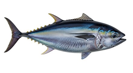 A bluefin tuna swimming in the ocean, isolated
