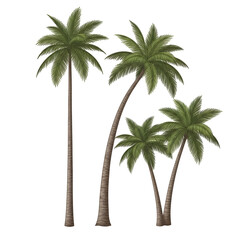 Obraz premium Lush palm trees create a tropical summer vibe against a dark backdrop, transparent background