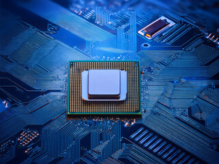 Abstract collage of microchips and circuits with colorful lighting and tech design
Futuristic visual of computer hardware in digital gallery format with interface icons