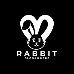 Rabbit love logo design vector. Rabbit and heart logo template