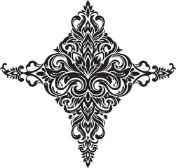 Floral ornament divider with lotus and vine elements, mandala-inspired, 