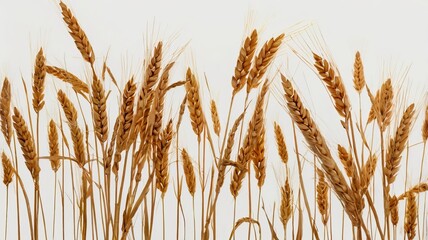 Fototapeta premium Golden Wheat Field on White Background Copy Space