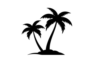 Minimal Palm Tree Island Silhouette Vector Illustration