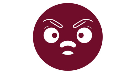 Fototapeta premium Angry Maroon Emoji with White Facial Features.