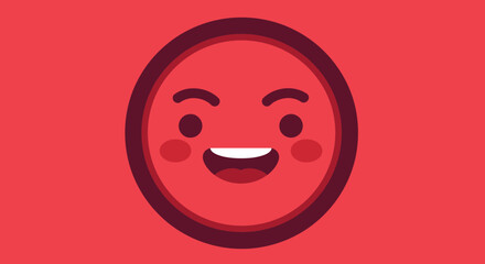Fototapeta premium Smiling Red Circle Face with Cheeks and Eyes.