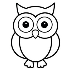 Fototapeta premium Sweet baby owl sitting calmly with mini glasses Line Art Vector illustration