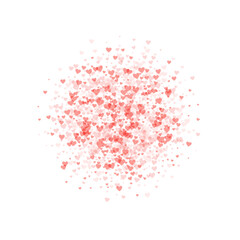 Red hearts scattered on white background.