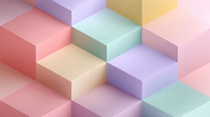 Obraz premium Pastel Cubes with Matte Finish: Abstract Geometric Background.