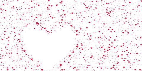 Obraz premium Red hearts scattered on white background.