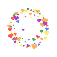 Rainbow colored scattered hearts. LGBT valentine