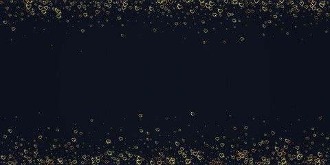 Gold hearts scattered on black background.