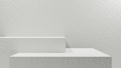 White empty geometric shapes display with professional light and shadows studio template background...