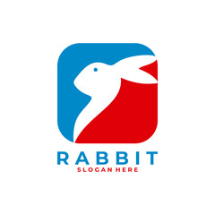 Rabbit and square logo design vector template. Rabbit apps logo design icon