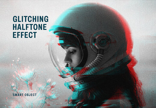 Glitching Halftone Photo Effect