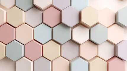 Fototapeta premium Pastel Hexagon Wall Texture with Minimal Shadow Play.