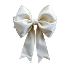 Elegant White Satin Bow with Smooth Texture and Soft Finish