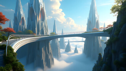 Utopian Futuristic Cloud City