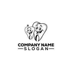 Happy Cartoon Tooth Mascot Logo Design