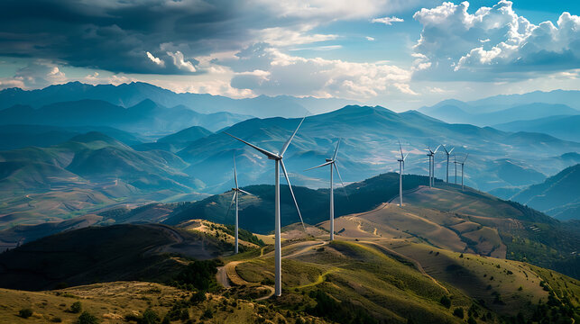 wind turbines in the mountains