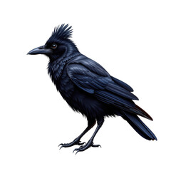 Fototapeta premium Majestic Black Bird with Glossy Feathers Perched on a Branch