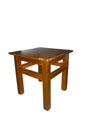 A simple wooden stool with a classic design.
Its color is a warm brown, giving it a natural and elegant look