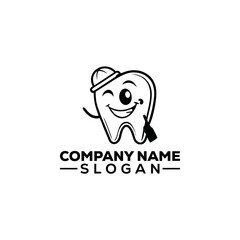 Happy Cartoon Tooth Mascot Logo Design
