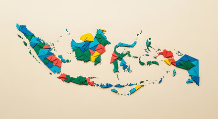 Colorful Abstract Map Indonesia