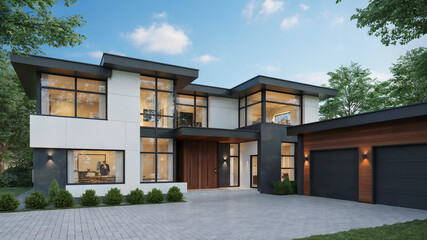 Modern Residential Architecture – Clean Lines and Neutral Colors in Natural Daylight
