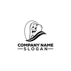 Happy Cartoon Tooth Mascot Logo Design