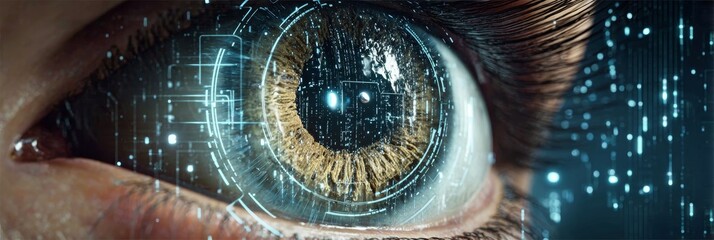 Futuristic Technology Concept Advanced Biometric Recognition System with AI for Cyber Security