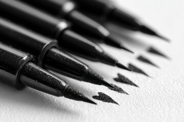 Close-up of black markers with heart-shaped tips