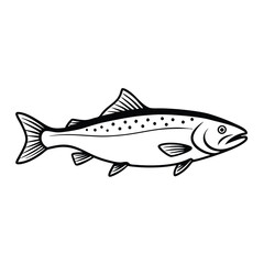 Fototapeta premium a Trout fish line art vector illustration. isolated white background