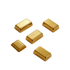 Assorted Gold Bars on Transparent background for Financial Concepts