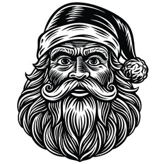 Obraz premium Santa Claus portrait black and white christmas holiday
