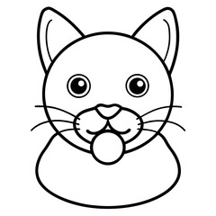 Fototapeta premium Sweet baby cat sucking pacifier with closed eyes Line Art Vector illustration