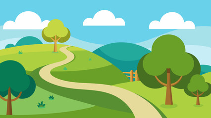 Fototapeta premium Cartoon park zone with landscape curve vector illustration