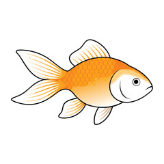 Goldfish line art vector, isolated white background